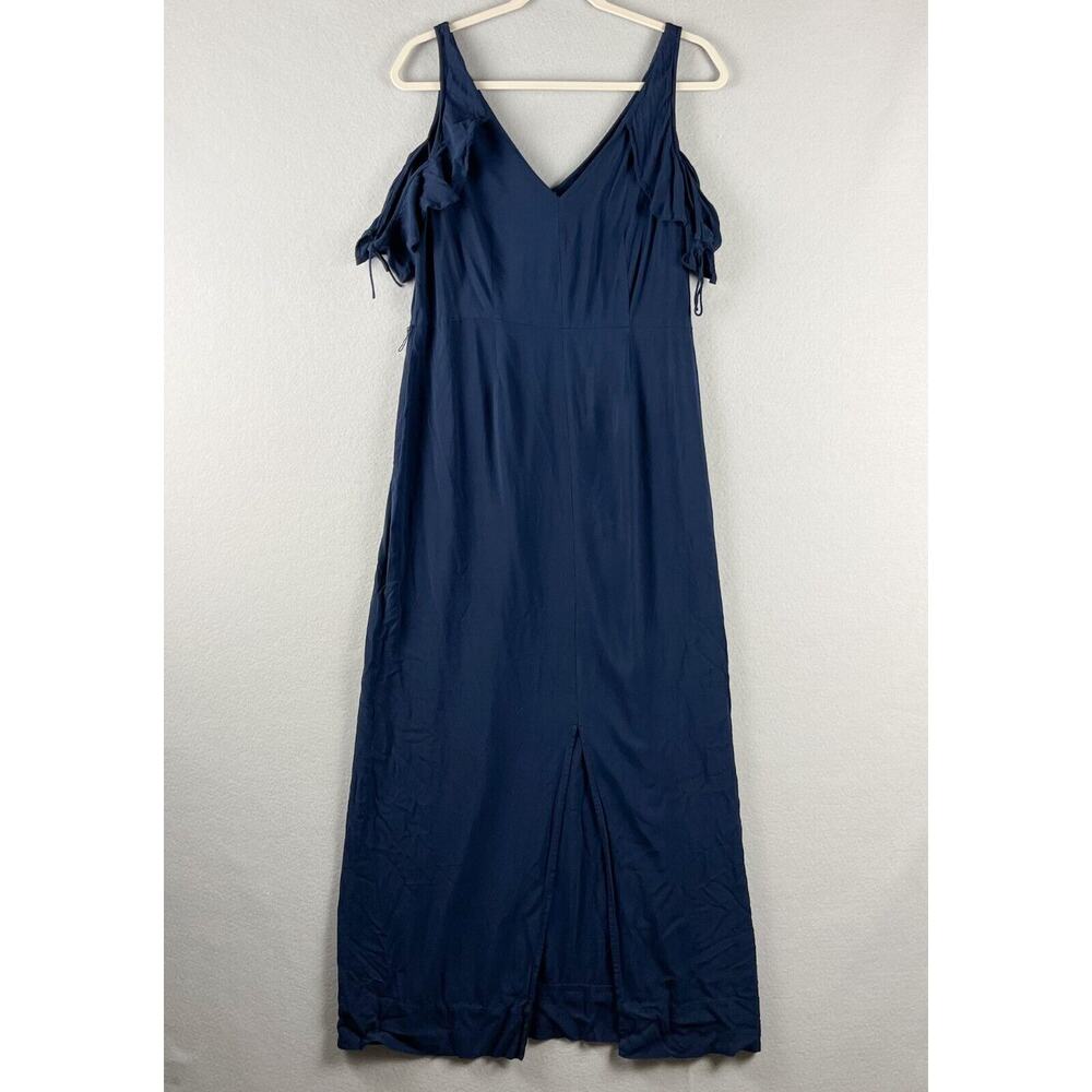 Paige Lystra Cold Shoulder Maxi Dress Womens Large Blue Ruffled Slit Fairy Flowy